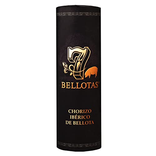 7 BELLOTAS Chorizo Ibérico de Bellota | Chorizo de Bellota 100% raza Ibérica | Chorizo de Salamanca Pata Negra (Tubo +500gr.)