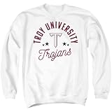 LOGOVISION Troy University Trojans Unisex Adult Crewneck Sweatshirt, White, Medium