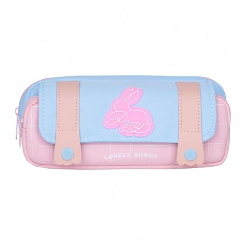 Image of Pencil Cases Large Capacity Pencil Bag Pouch Holder Box for Girls Kids Office Students Organizer School Stationery Supplies (Sky Blue + Pink)