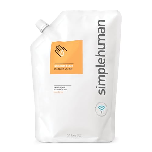 simplehuman CT1019 1L Mandarin Orange Hand Wash Liquid Soap, Moisturising, Suitable for Sensitive Skin, Hypoallergenic (DEA, Sulphate and Paraben Free), Biodegradable, Liquid Soap Dispenser Compatible