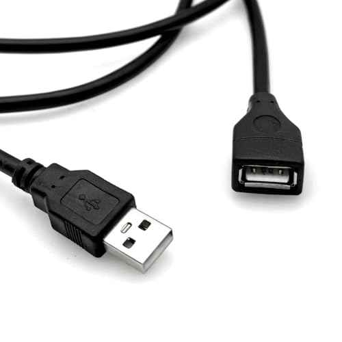 JZK Cable alargador USB 2.0 macho a hembra, 1,3 m, 24 AWG, cable de transferencia de datos USB A para impresora, teclado, ratón y otros periféricos USB de ordenador, color negro