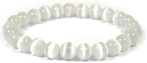 Reiki Crystal Products Natural Selenite Bracelet 8mm for Reiki Healing and Vastu Correction, Protection, Concentration, Spirituality, and Increasing Creativity