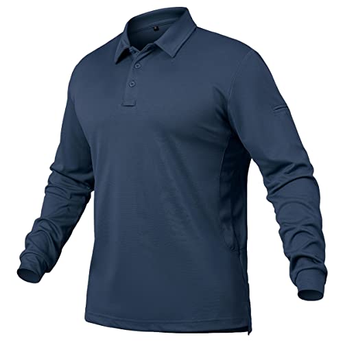Carwornic Men's Performance Long Sleeve Polo Shirts Lightweight Sport Golf Shirt Quick Dry Athletic Outdoor Fishing Hiking Shirts Spring Casual Pique Jersey Work Polo Shirt For Men #TOP13