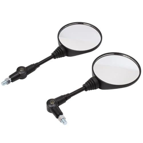 Rétroviseur latéral universel 10mm et miroir rond pliant moto noir guidon
