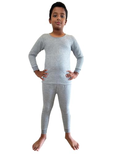 Image of HAP Boys Full Sleeves Light Grey Thermal Top & Pajama Set (Pack of 1) Winter Inners