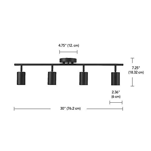 GLOBE Electric 64000012 30\" 4-Light Track Lighting, Matte Black, Ceiling Light, Vintage, Kitchen Lights, Bulb Not Included