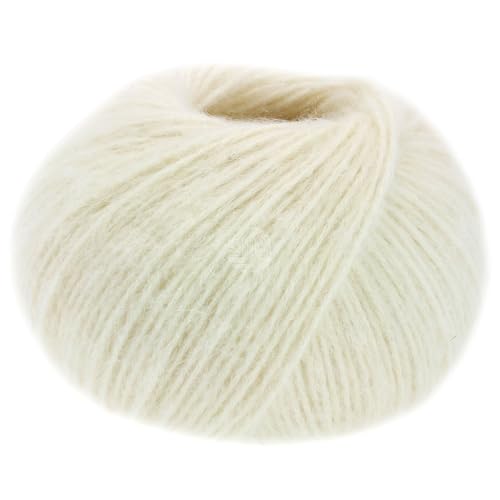 LANA GROSSA Natural Alpaca Pelo | Flauschige Netzgarnstruktur aus Baumwolle gefüllt mit Baby Alpakafasern und Merino Schurwolle | 50g Wolle zum Stricken & Häkeln | 125m Garn FB1