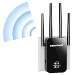 NEWFAST WiFi Extender Signal Booster,1200Mbps WiFi Extender up to 10000 sq.ft Coverage,Dual-Band Signal Booster for Home,Wireless Repeater Support Multiple Devices,4K Streaming,1-Tap Setup