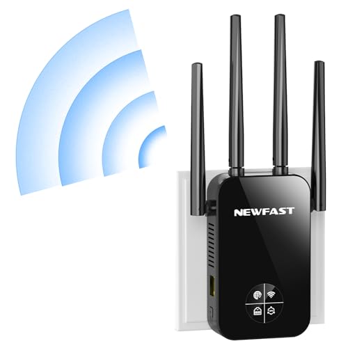 NEWFAST WiFi Extender Signal Booster RE523,1200Mbps Dual-Band WiFi Repeater,5GHz/2.4GHz WiFi Extender Supports WPS,MU-MIMO,Repeater/Router/AP Mode,Suitable for Home