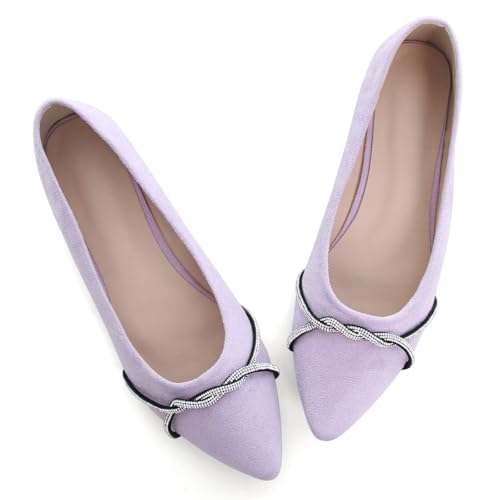 Image of TN TANGNEST Womens Casual Flats Chain Ballet Flats | Fashion Pointed Toe Rhinestone Flats, Comfort Slip On Dress Shoes for Business Work Office Wedding Party