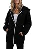 KISSMODA Womens Long Sleeve Hoodies Lightweight Oversiezd Zip Up Hooded Sweatshirts Solid Color Fall Coats Jackets with Pocket B Black #1