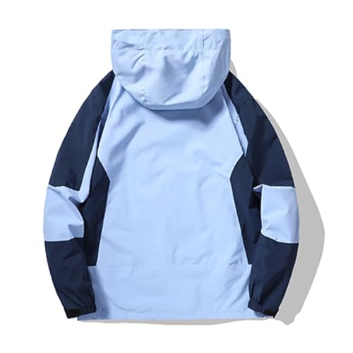 Rain Jacket for Men Waterproof Raincoat Lightweight Cargo Jackets Outdoor Windbreaker Stitching Contrast Color Coat2