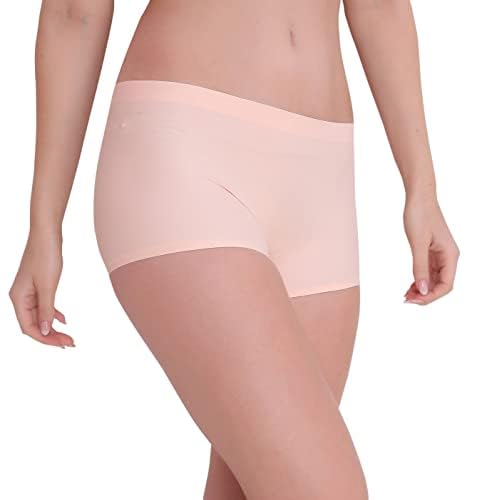 Image of LOURYN KOULYN Women's Ice Silk Seamless Boyshort Panty, (Pack of 3 Panty)