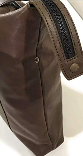 ALL SAINTS MEN'S KANJI TAUPE BROWN HORSE LEATHER LARGE TOTE BAG3