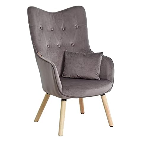 ESTEXO Fernsehsessel TV Sessel Lounge Relaxsessel Polstersessel Lesesessel Stoff Kissen Dunkelgrau Samt Cover