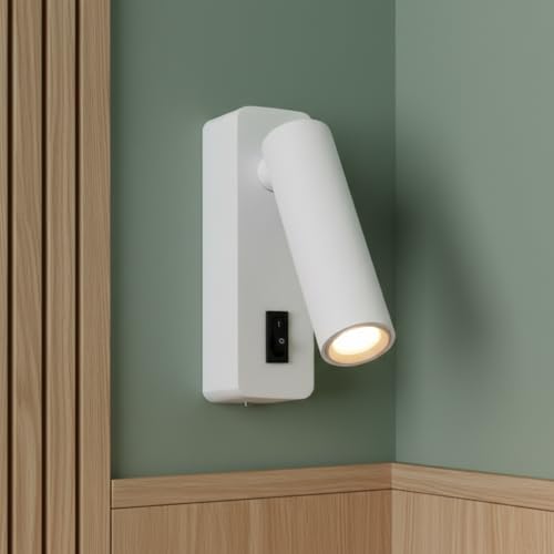 Aplique Pared Interior 2W orientable. Lámpara de lectura Luz cálida 3000K chip CREE. Diseño moderno en Blanco. Aplique LED ideal para cabeceros de cama, dormitorios, hoteles, escritorios o lectura.