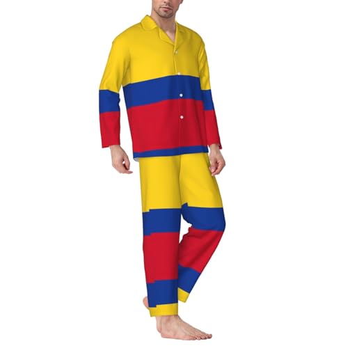 Flag Of Colombia Mens Pajama Set, Soft Long Sleeve Pajamas For Relaxing Home Nights, Lazy Weekends3