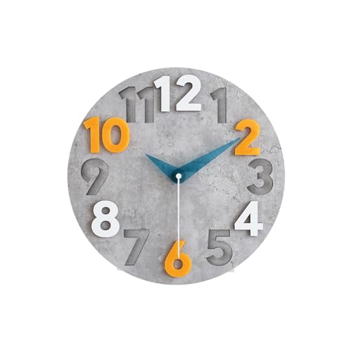 Horloge murale décorative à piles avec cadran en ciment pour maison - 2