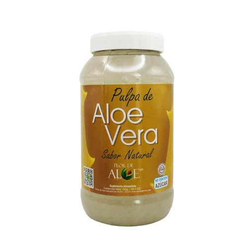 Flor de Aloe, Aloe Vera Pulpa Natural, Sabila rico en Fibra Para el Estreñimiento, Sabor Natural.