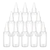 TrendBox 2oz / 60ml Plastic Bottle Pointed Mouth Top Cap for Essential Oils, Liquid - 12 Pack