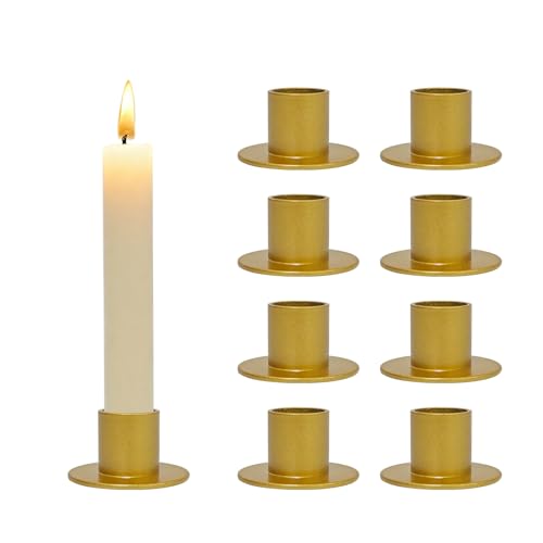 Gute - Gute Taper Candle Holder, Candle Holders for Pillar Candles, Matte Gold Candlestick Holder Centerpieces for Home Decoration, Wedding Anniversary, Party, Housewarming Gifts,Set of 8,Round