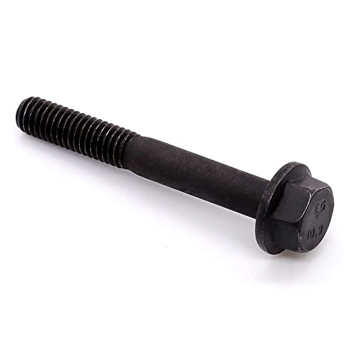 Image of Glvaner M8-1.25 x 50mm (12 pcs) Alloy Steel Flanged Washer Head Hex Bolts, Extra-Large Washer Head, 10.9 Grade Black Oxide Finish GB5789 Partial Thread