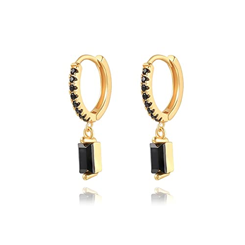 Boucles d'oreilles cerceau zircon noir argent femme pour un style quotidien chic