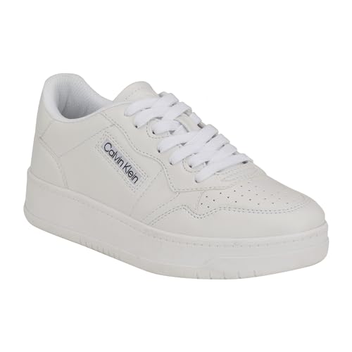 Calvin Klein Women's Rhean Sneaker, White 140, 11