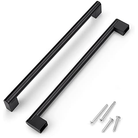 Flat Black 11-1/3 inch Center-to-Center Bar Cabinet Pull Modern Cabinet Hardware Kitchen Cabinet T Bar Handle Dresser Knobs Set, 10 Pack - Overall Length 13 inch(328mm) Cover