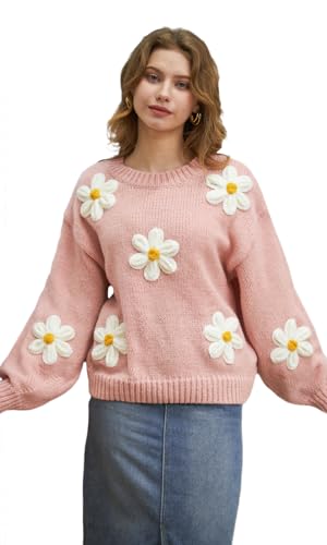 Migratory Bird Guide™ Floral Crewneck Long Sleeve Sweaters for Women 2024 Trendy