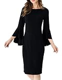 Aphratti Womens Elegant Bell Sleeve Cocktail Party Business Office Wear to Work Bodycon Sheath Dress
