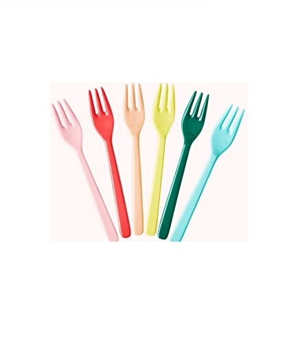 6 bunte Kuchengabeln aus Melamin, 14 cm