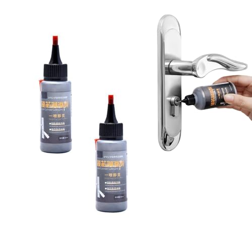 2 Bottles Lock Cylinder Graphite Lubricant Powder for Locks, 50ml/pcs Graphite Dry Lube with Needle Tube, Multifunctional Dry Graphite Lubricant,for Keys, Door Guides, Car Locks