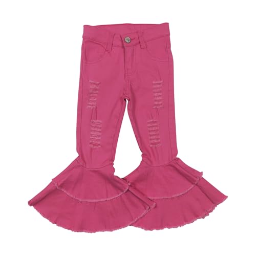 Todder Hot Pink Girl Jeans Ruffle Bell Bottom