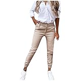 Damen Cropped Hose Stretch Chino Freizeithose Große Größen Elegant Stoffhose für Frauen Damen Casual Loose Bequem Sweatpant Jogginghose Trainingshose Sporthose Yogahose