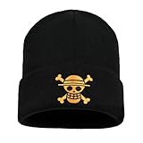 Zgboaht One Piece Embroidery Knit Beanie for Man Woman and Student Big Kids Stretch Winter Warm Beanies Cuff Hat Gold-Black