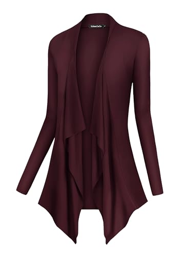 Image of Urban CoCo Women's Drape Front Open Cardigan Long Sleeve Irregular Hem