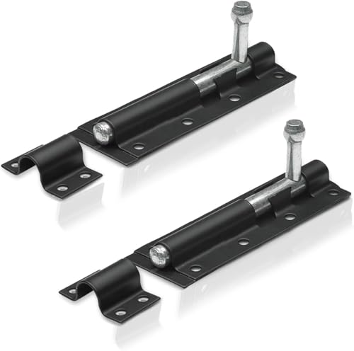 2 Pack Heavy Duty Tower Bolt Black 200mm (8"), Door Lock Bolt, Strong Black Coated Door Barrel Bolt, Durable Slide Bolt for Increasing Security on Garden Gates & Shed Doors