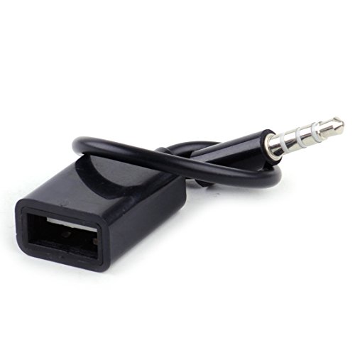 beler Black Car Auto MP3 3.5mm Headphone Male AUX Audio Plug Jack to USB 2.0 Female Converter Cord Cable