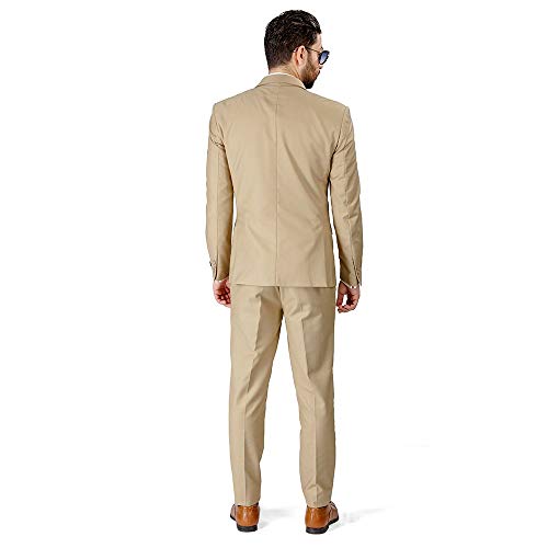 Men's Suit 3 Pieces Beige Bridegroom Wedding Tuxedo Jacket Pants Vest2