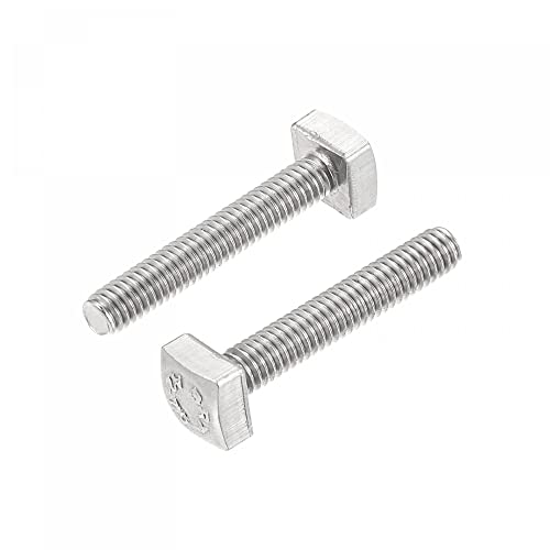 uxcell Square Head Bolt, 2pcs M4x25mm Fully Thread 304 Stainless Steel Grade C Square Machine Screws