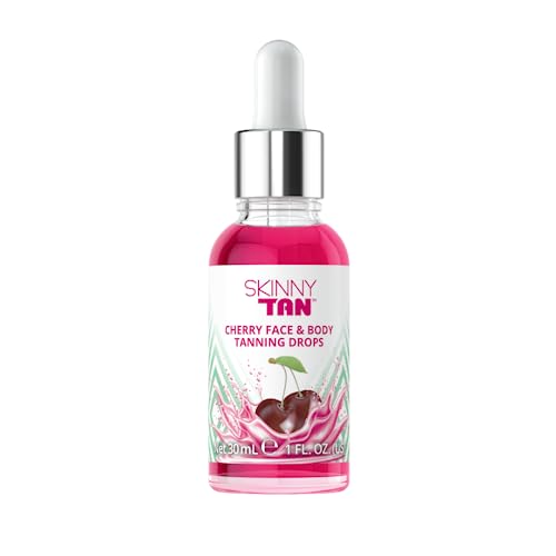 Skinny Tan Cherry Face Tanning Drops - Face & Body Drops, Cherry Extract, Aloe Vera, Vitamin E, Enhance Your Complexion, Transform Skincare Into Gradual, Vegan & Cruelty Free Skincare, 30ml