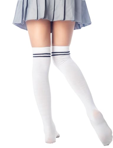 Image of iB-iP Women's Football Style Stripes Sports Thigh High Long Socks