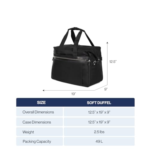 Image of Travelpro Platinum Elite Carry on Soft Travel Duffel Bag, Weekender, Gym Bag, Men and Women, 19 Inch, 49L, Black