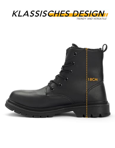 PAMEILA Winterschuhe Damen Wasserdicht Winterstiefel Herren mit Warm Gefüttert Schneeschuhe Rutschfest Wanderschuhe Trekkingschuhe Winter Outdoor Schneestiefel Winterboot Schwarz 235