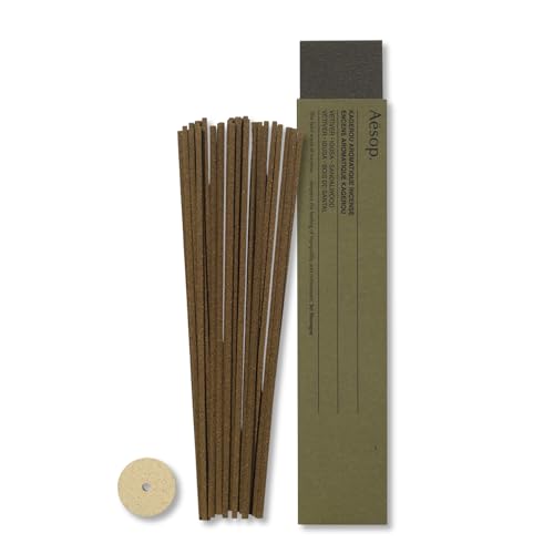 Aesop Kagerou Aromatique Incense Sticks | Earthy & Smoky Aroma of Vetiver and Sandalwood | 33 Sticks 30-Min Burn Time | Includes Kanuma Pumice Holder | Vegan No Synthetic Fragrance