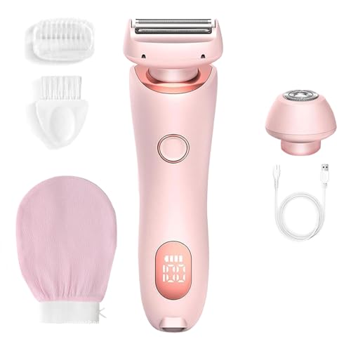 Boulina Rasierer Damen Boulina Glisse Pro Frühlings Starter Set Bikini-Trimmer für Damen mit LED-Anzeige wasserdichter Nass- und Trockenrasierer für Achseln Beine und Bikinizone (Rosa)