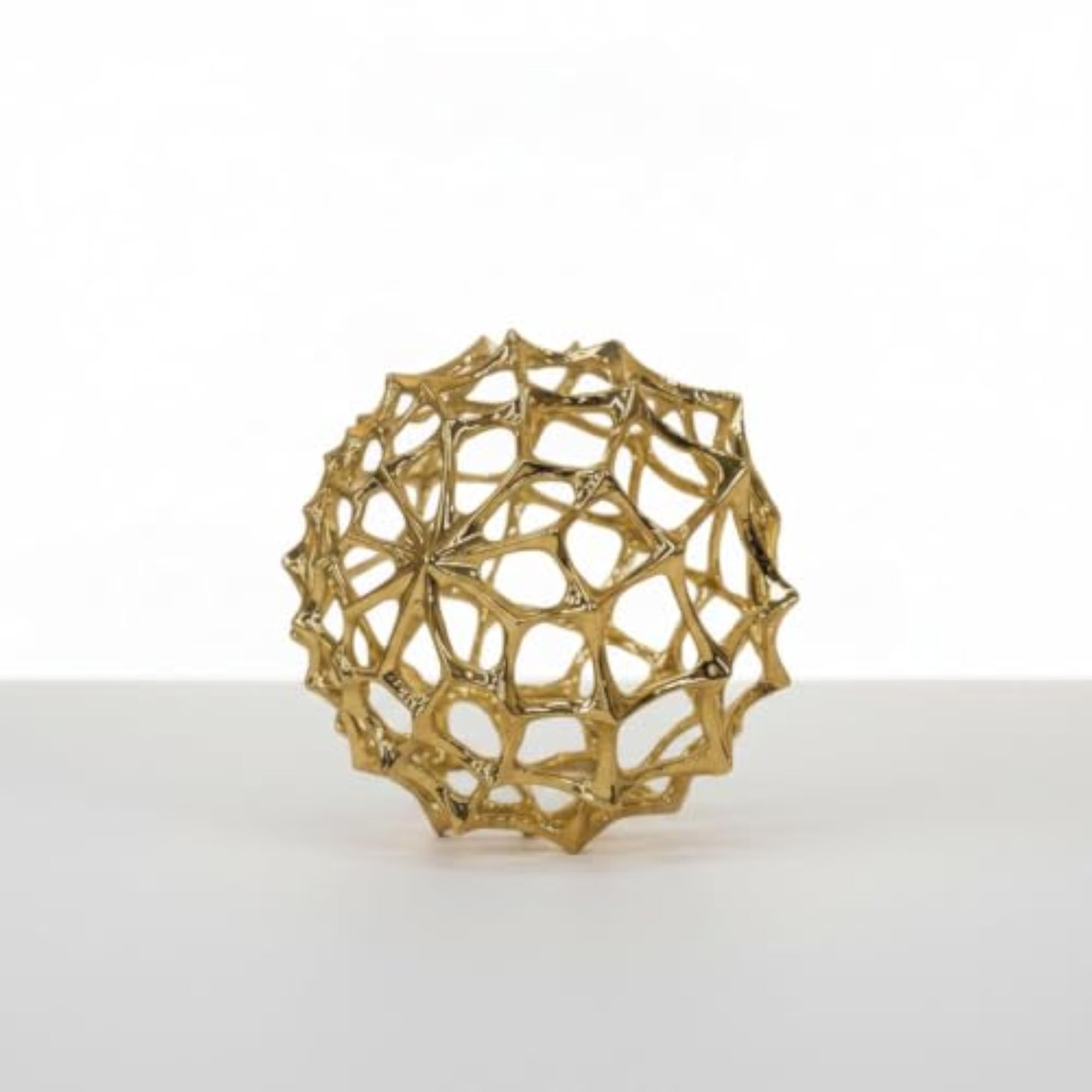 Decorative Gold Openwork Geometric Sphere for Tabletop