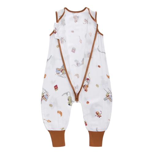 LAT Baby Schlafsack Sommer mit Füßen 0.5 Tog Musselin Kinder Sommerschlafsack für Jungen und Mädchen Ärmellose Baby Schlafsack mit Beinen Sommer (Mäuse, S/3-12 Monate)