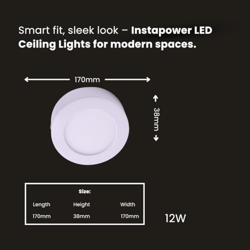 Image of Instapower Aluminium Surface Ceiling Light Ultra Slim Round LED Downlight 2-Year Warranty (Warm White-12W)